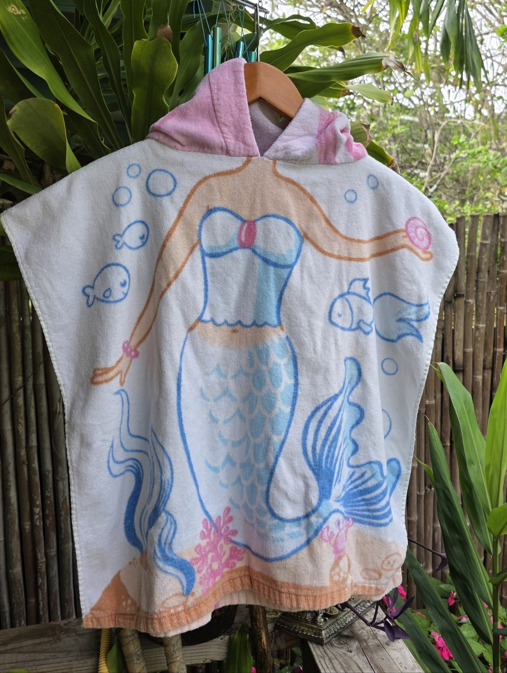 Mermaid Hooded Towel Poncho - Pink & Blue Mermaid Things Hawaii OSFA